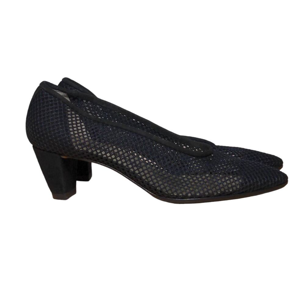 Walter Steiger Womens Classic Pump Heel Black Mesh Mid Almond Toe 7 B